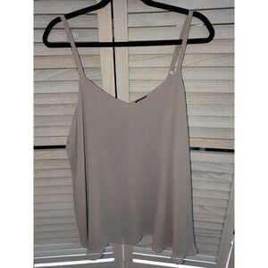 Torrid Sophie Cami Tank Top Taupe Chiffon V-Neck Double Layer Size 1X  Plus size